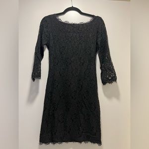 DVF black lace dress size 4